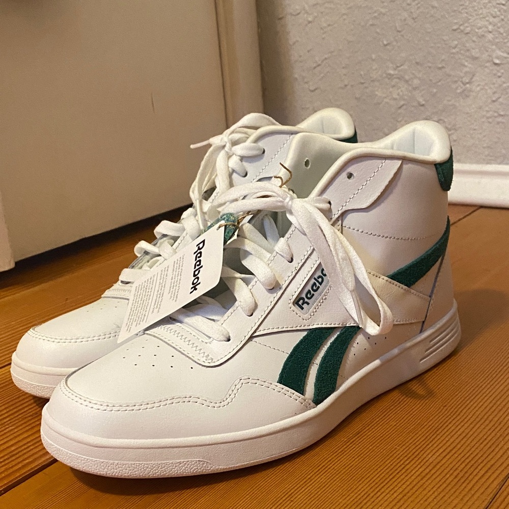 Reebok Classic White and Green High-Tops
